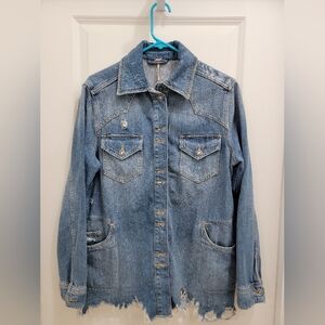 Free People Distressed Denim Jacket